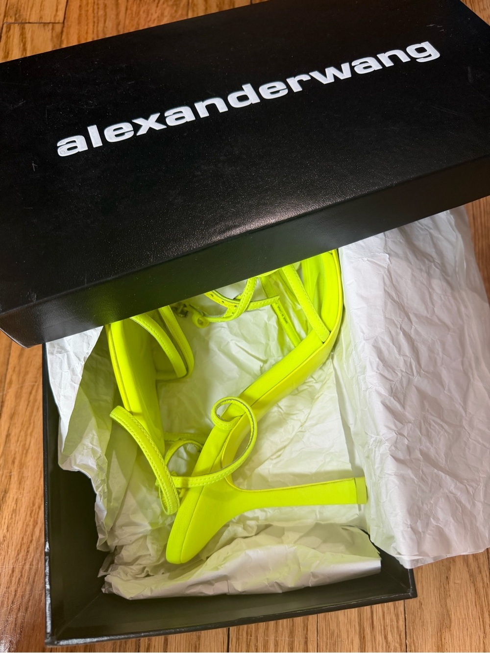 Alexander Wang Neon Yellow Strappy Sandal with Buckle - Picture 5 of 6